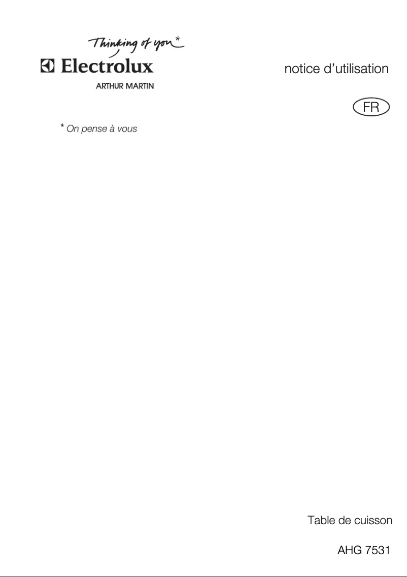 Page n°1 - Manuel utilisateur Arthur Martin-Electrolux AHG7531W