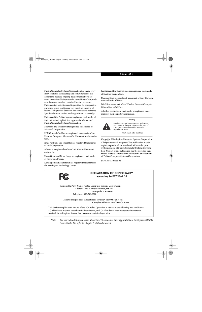 Image de la première page du manuel de l'appareil Stylistic ST5010D