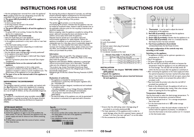 Page 1 de la notice Manuel utilisateur Whirlpool AFG 5126 M-C