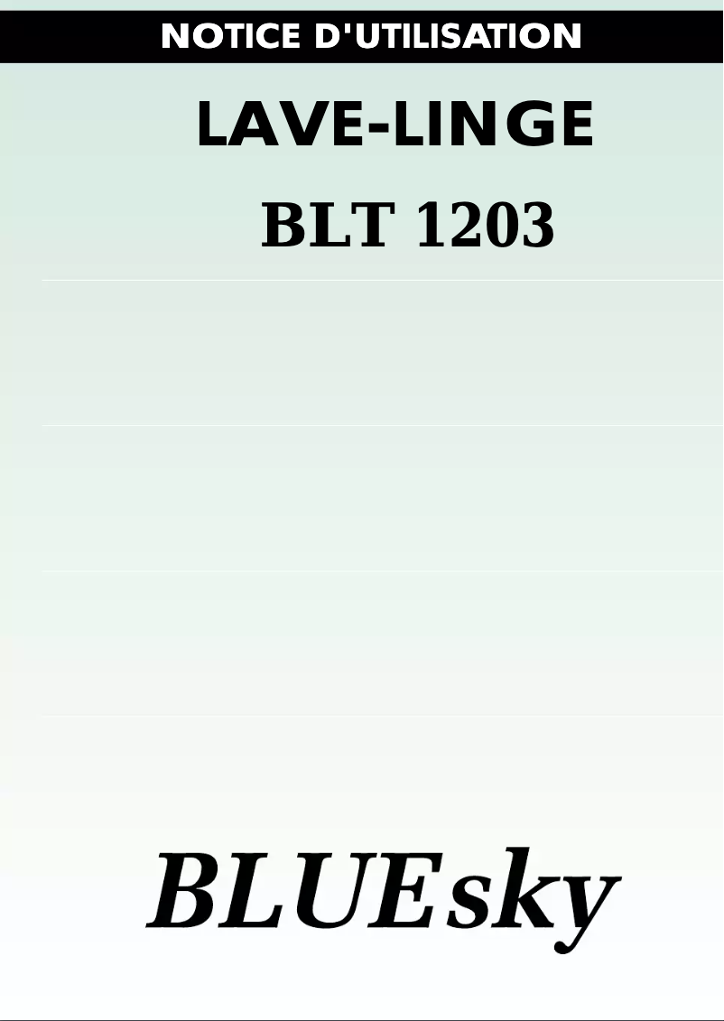 Image de la première page du manuel de l'appareil BLT 1203
