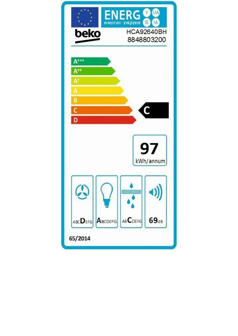Página 1 del manual Etiqueta energética Beko HCA92640BH