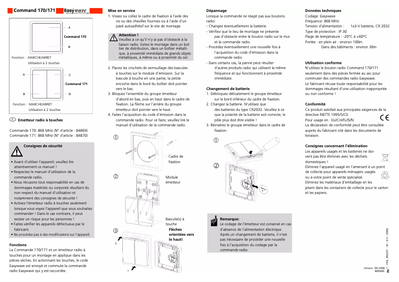 Page 1 de la notice Manuel utilisateur Marantec Command 171 Easywave