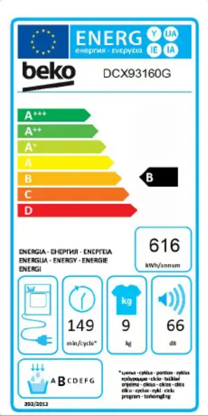 Page n°1 - Label énergétique Beko FSP1651W