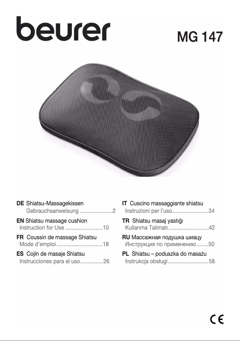 Page 1 de la notice Manuel utilisateur Beurer MG 147