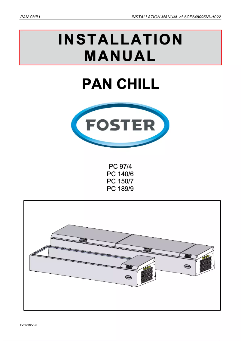 Page 1 de la notice Manuel utilisateur Foster PC150/7