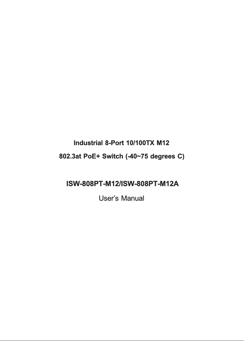 Page 1 de la notice Manuel utilisateur Planet ISW-808PT-M12