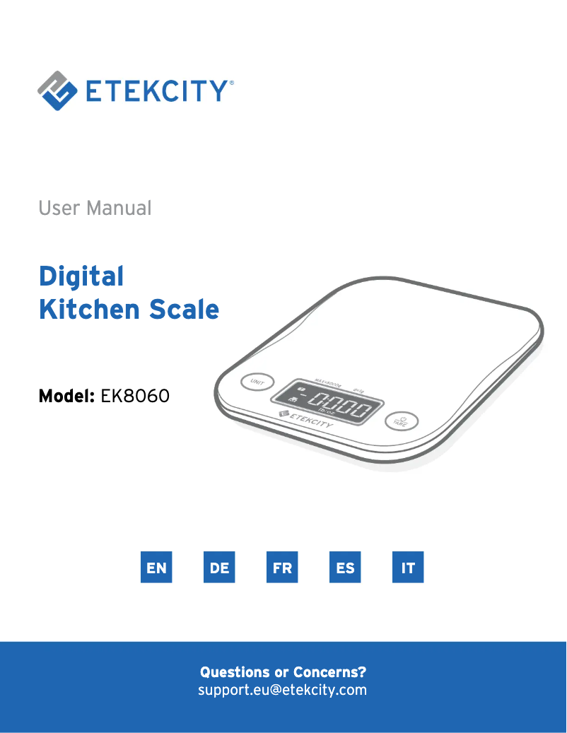 Page n°1 - Manuel utilisateur Etekcity EK8060
