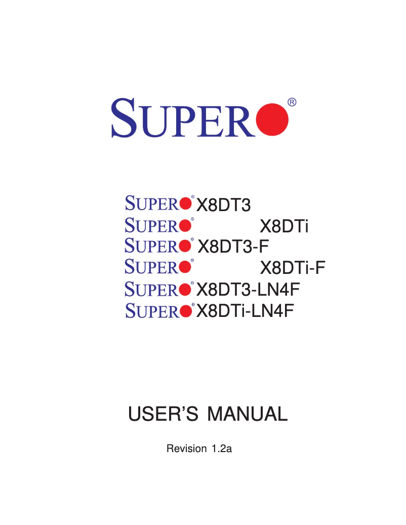 Page n°1 - Manuel utilisateur Supermicro MBD-X8DT3-F-B