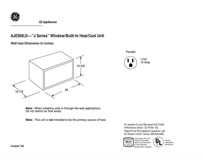 Image de la première page du manuel de l'appareil AJES06LS