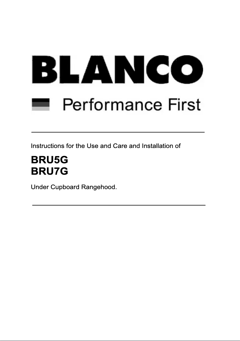 Page n°1 - Manuel utilisateur BLANCO BRU7G