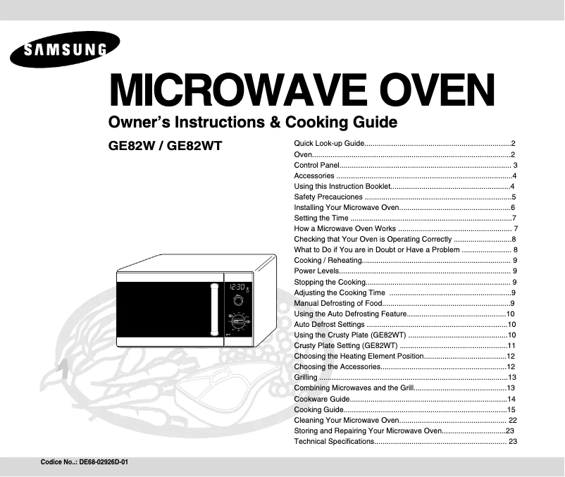 Page 1 de la notice Manuel utilisateur Samsung GE82W