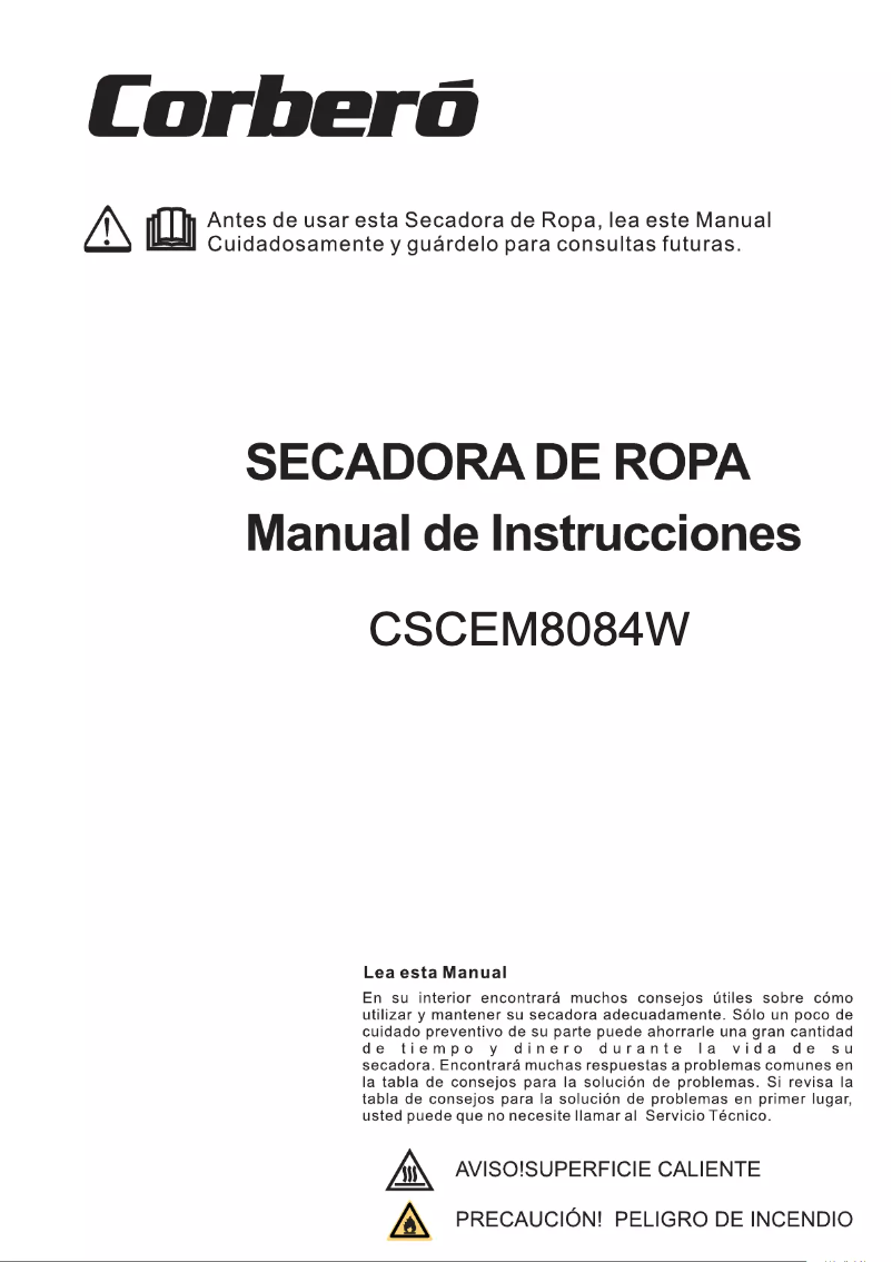 Page 1 de la notice Manuel utilisateur Corbero CSCEM8084W