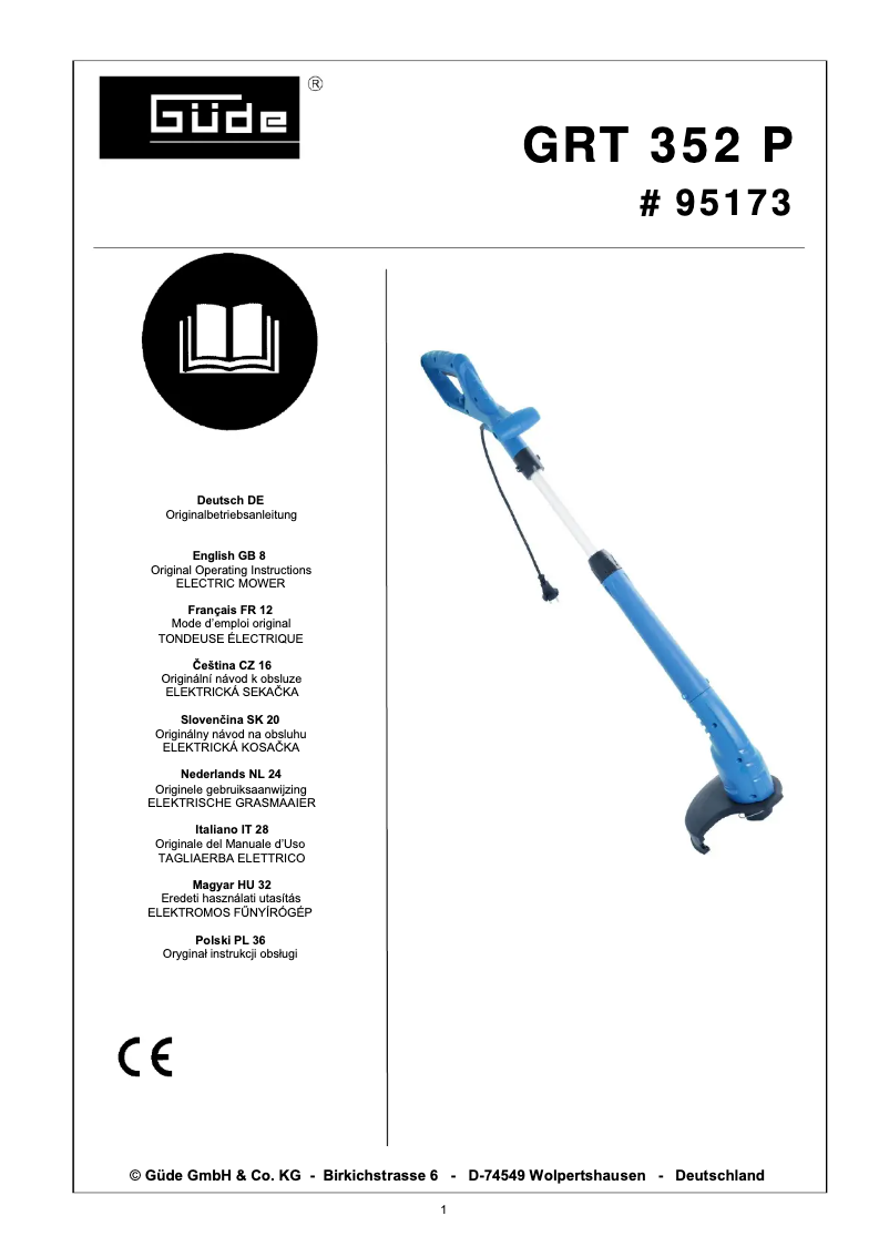 Page 1 de la notice Manuel utilisateur Güde GRT 352 P