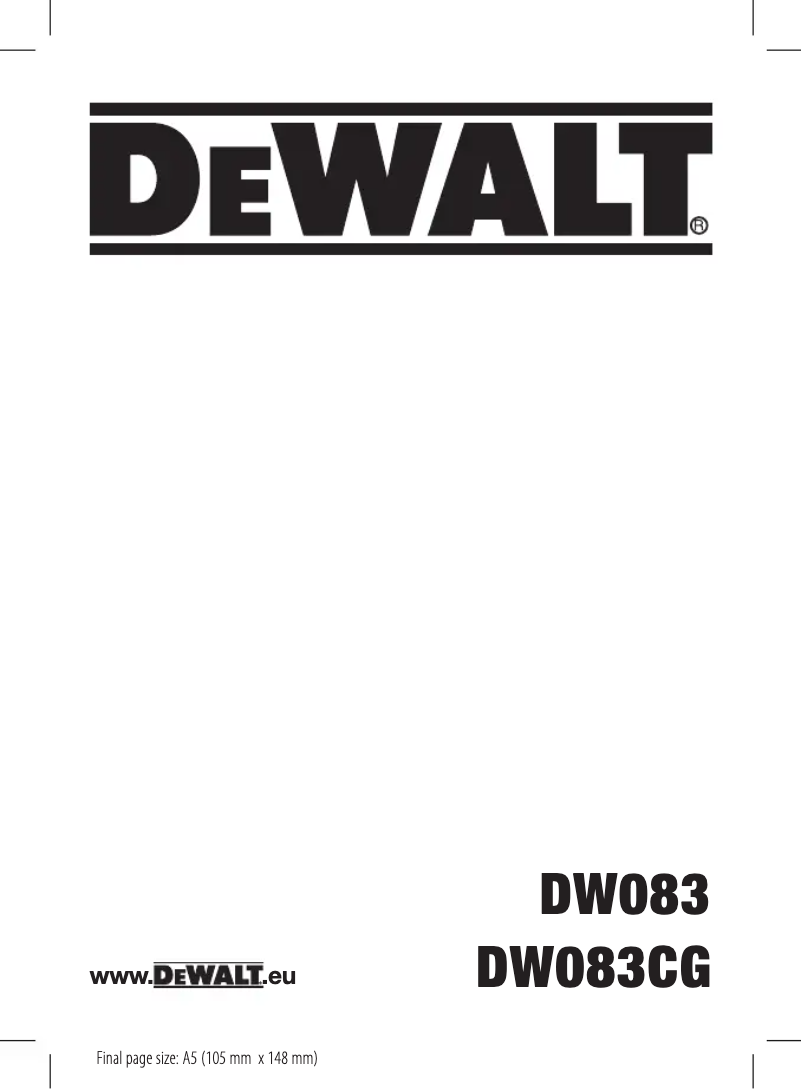 Page n°1 - Manuel utilisateur DeWalt DW083