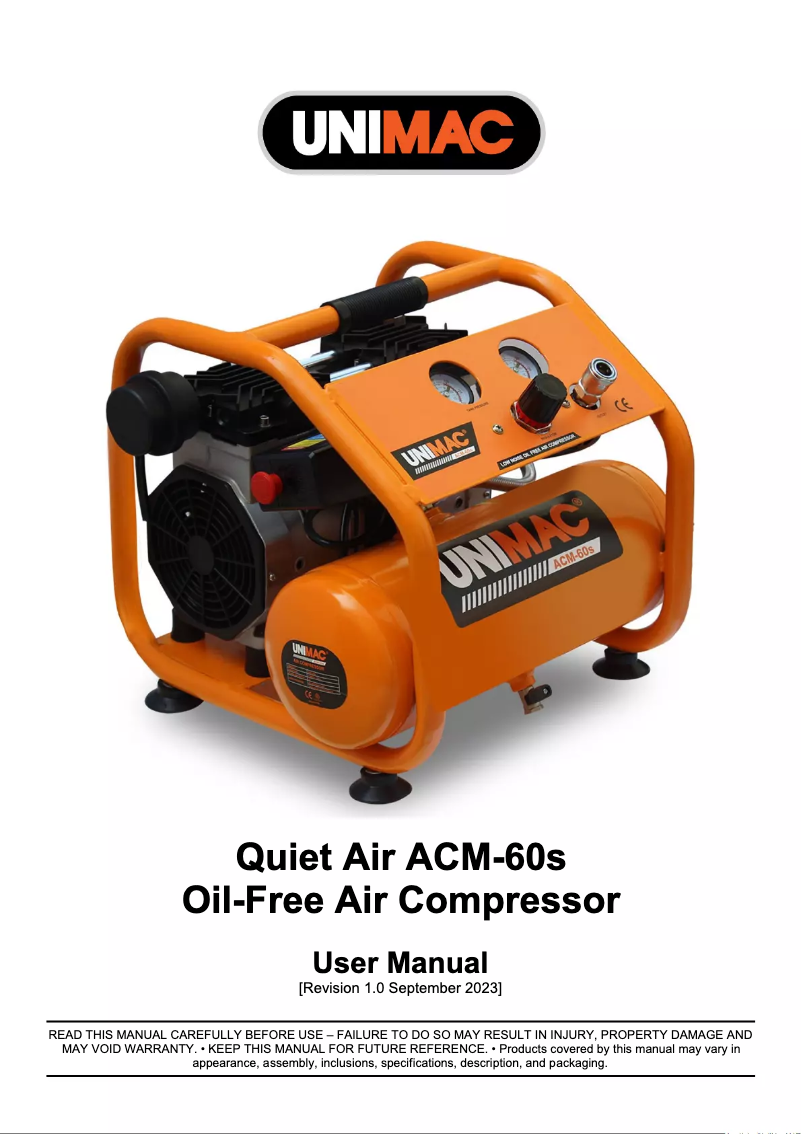 Page 1 de la notice Manuel utilisateur Unimac ACM-60s