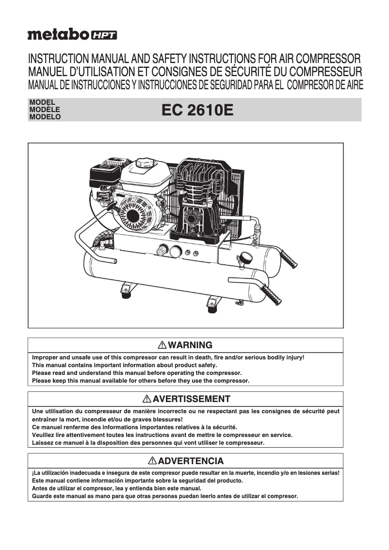 Page 1 de la notice Manuel utilisateur Metabo EC2610E