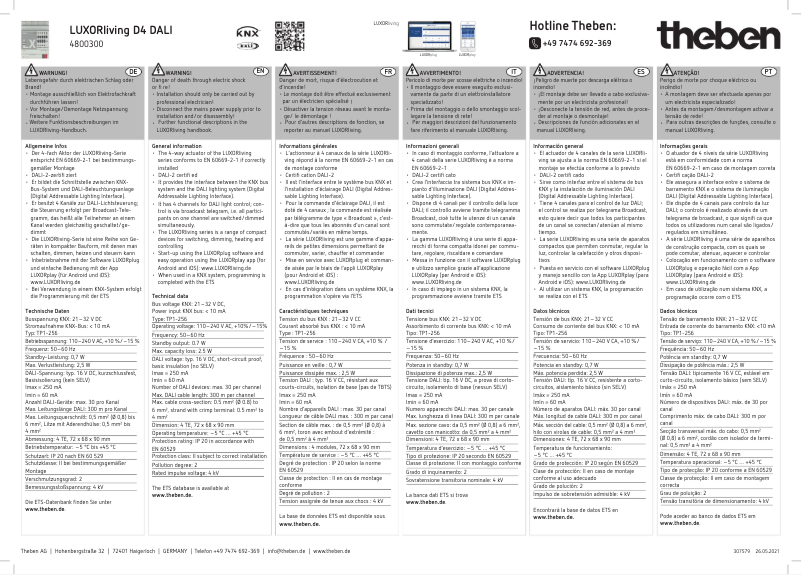 Page n°1 - Manuel utilisateur Theben LUXORliving D4 DALI