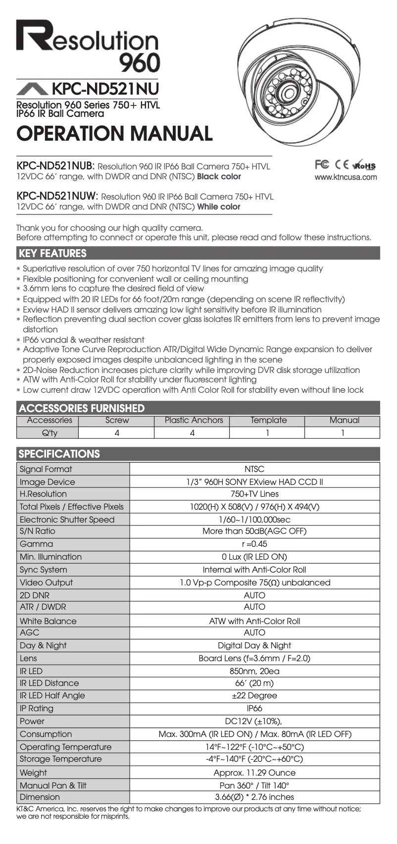 Page 1 de la notice Manuel utilisateur KT&C KPC-ND521NUB