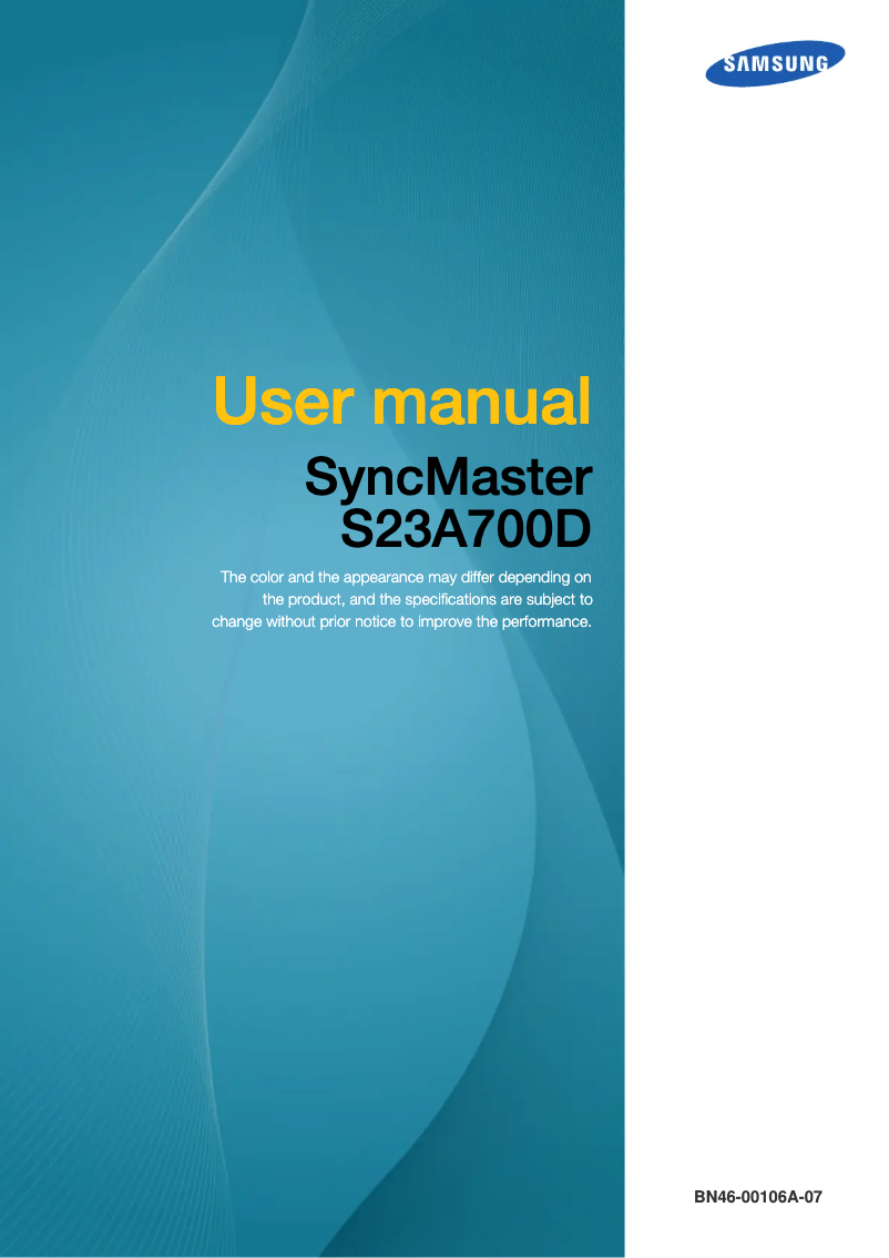 Image de la première page du manuel de l'appareil SyncMaster S23A700D
