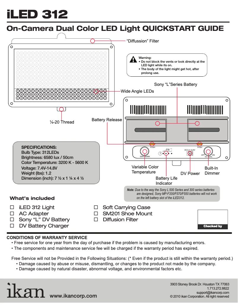 Página 1 del manual Manual de usuario Ikan iLED312
