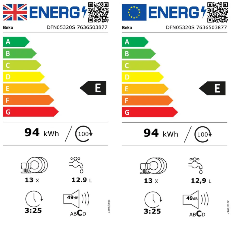 Page n°1 - Label énergétique Beko DFN05320