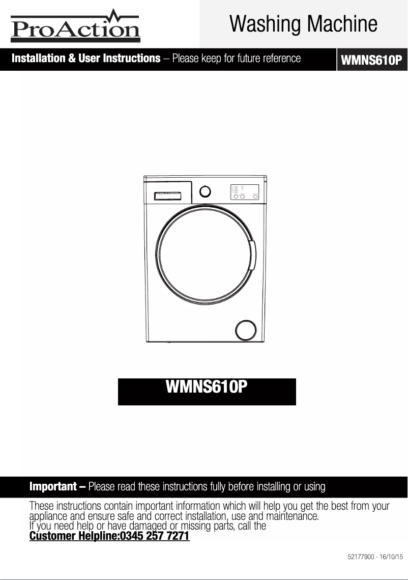 Image de la première page du manuel de l'appareil WMNS610P