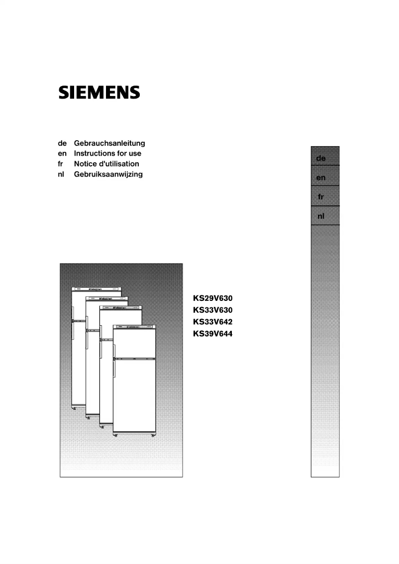 Page n°1 - Manuel utilisateur Siemens KS33V642