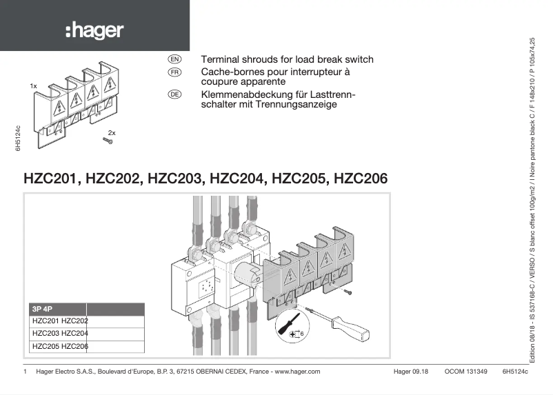 Page n°1 - Manuel utilisateur Hager HZC206