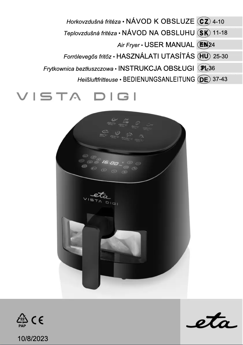 Image de la première page du manuel de l'appareil Vista Digi 116890000