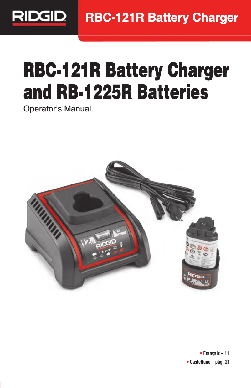 Page n°1 - Manuel utilisateur Ridgid RBC-121R