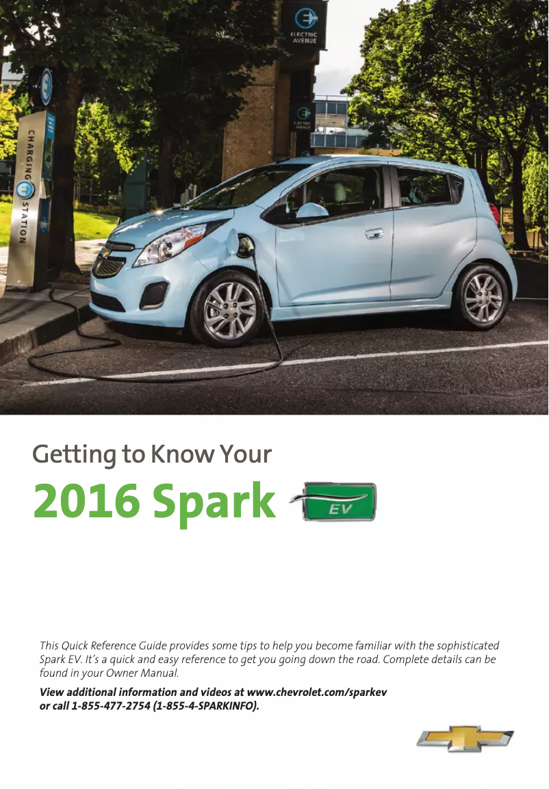 Image de la première page du manuel de l'appareil Spark EV (2016)