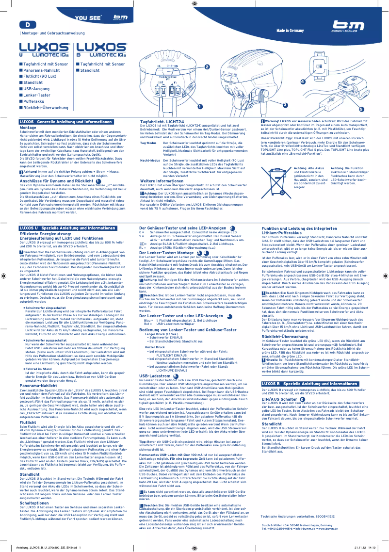 Página 1 del manual Manual de usuario Busch + Müller Lumotec IQ2 Luxos