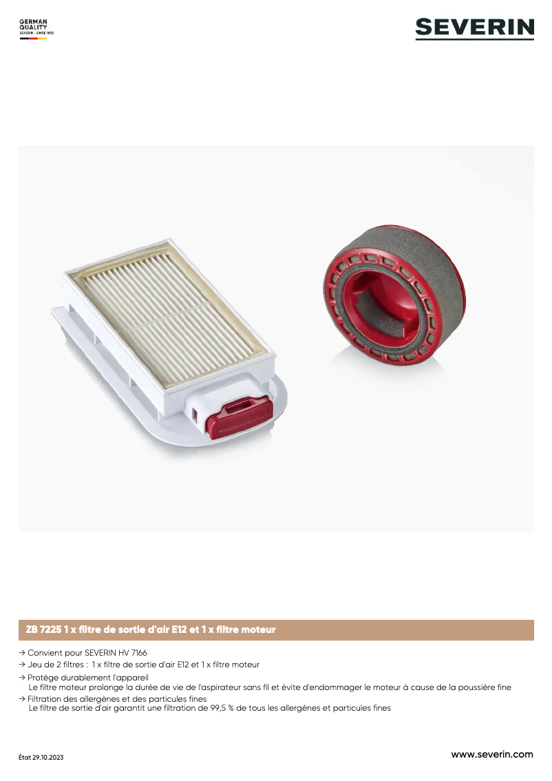 Page 1 de la notice Manuel utilisateur Severin ZB 7225