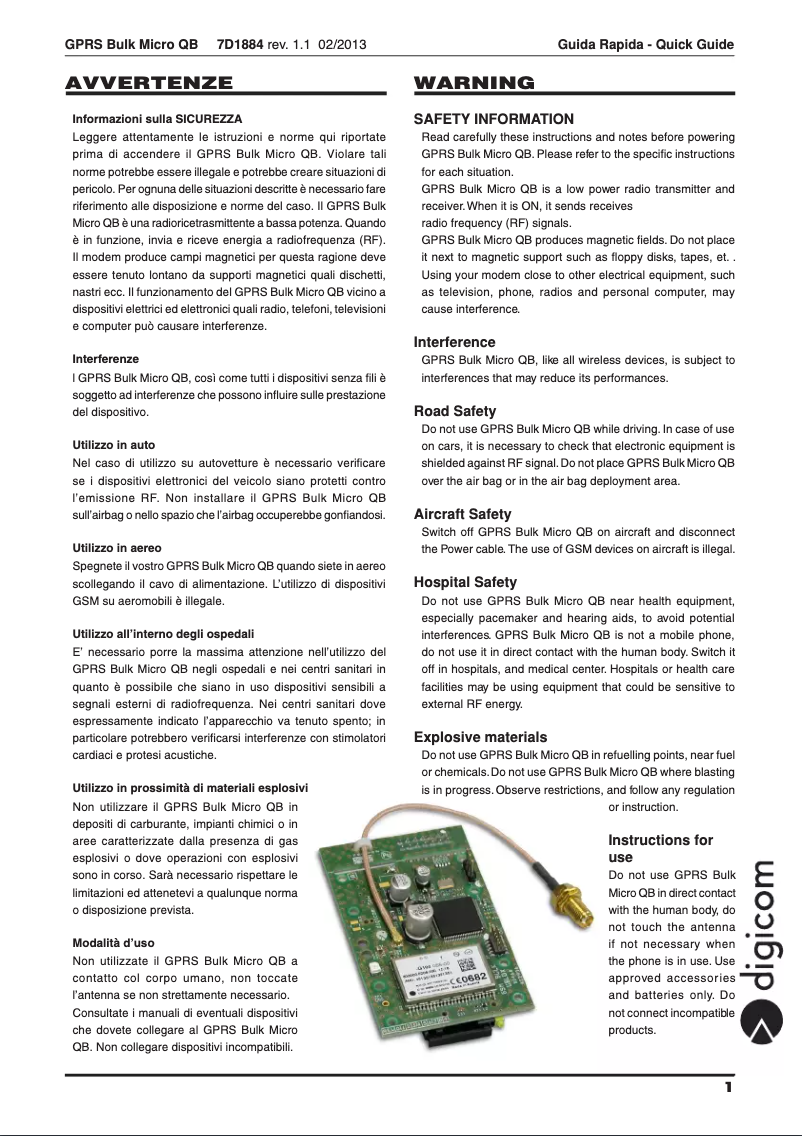 Page n°1 - Manuel utilisateur Digicom 8D0157QB