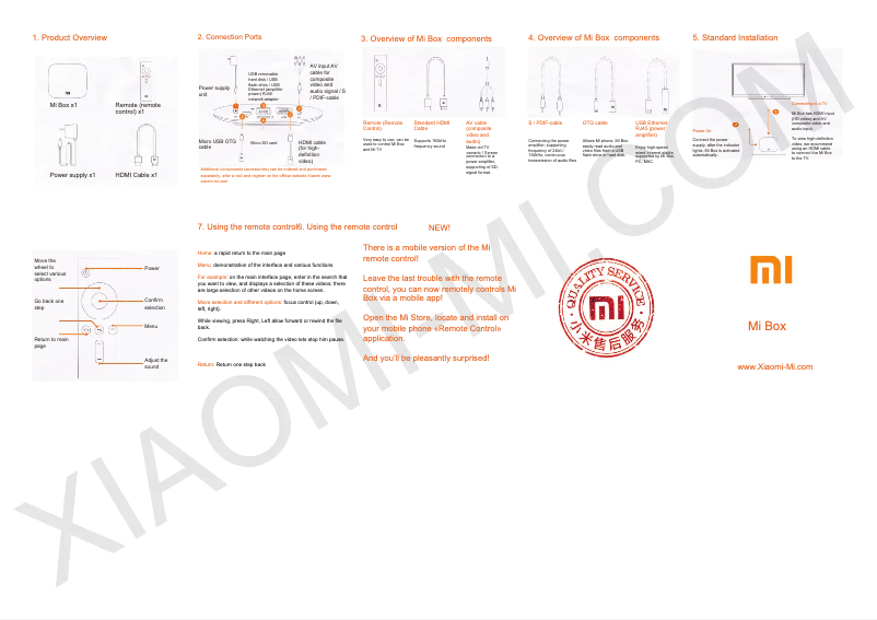 Image de la première page du manuel de l'appareil Mi Box Pro