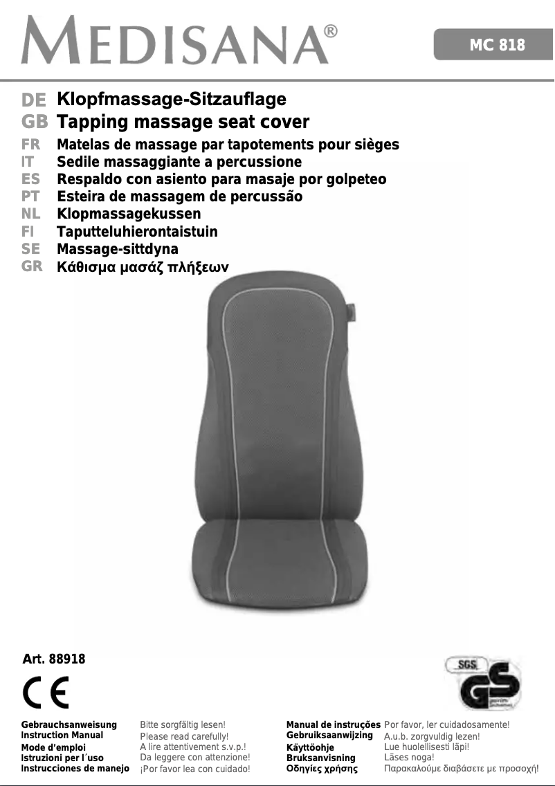 Page 1 de la notice Manuel utilisateur Medisana MC 818