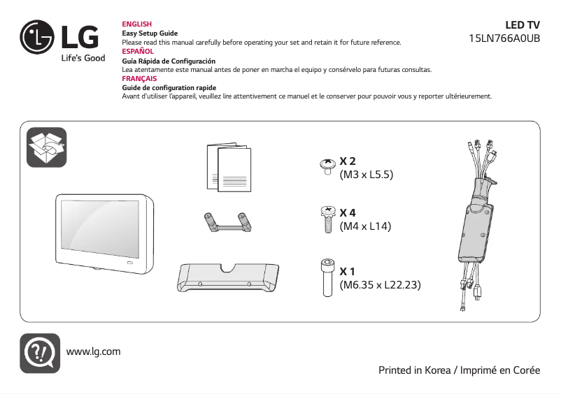 Page n°1 - Manuel utilisateur LG 15LN766A0UB