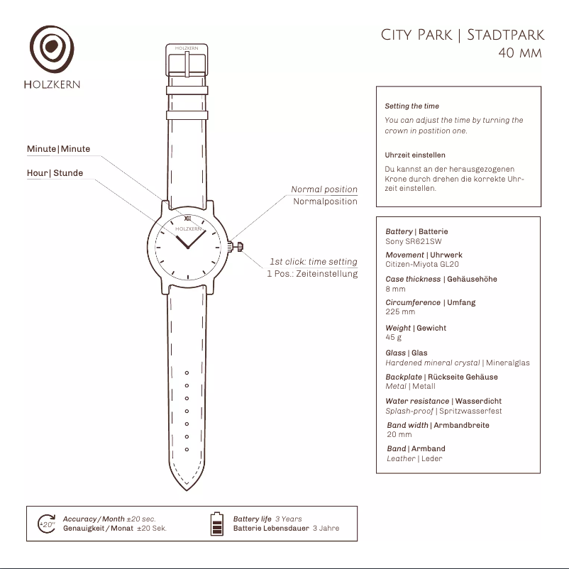 Page 1 de la notice Manuel utilisateur Holzkern Griffith Park