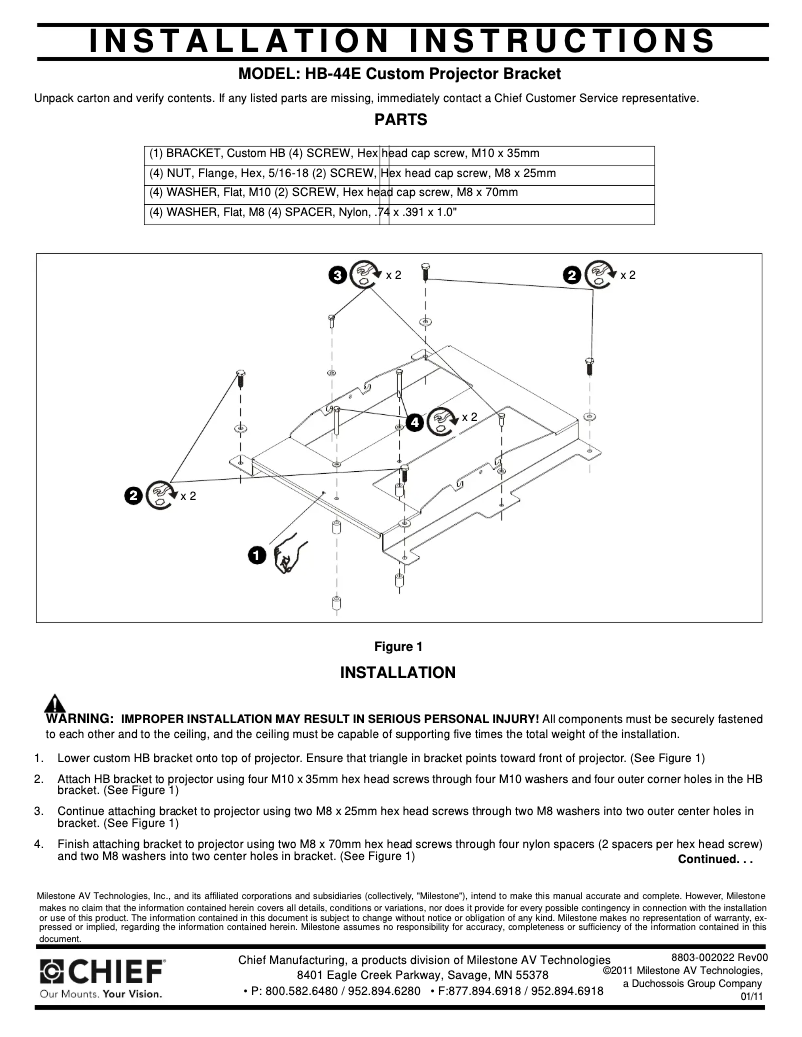 Page n°1 - Manuel utilisateur Chief VCM44E