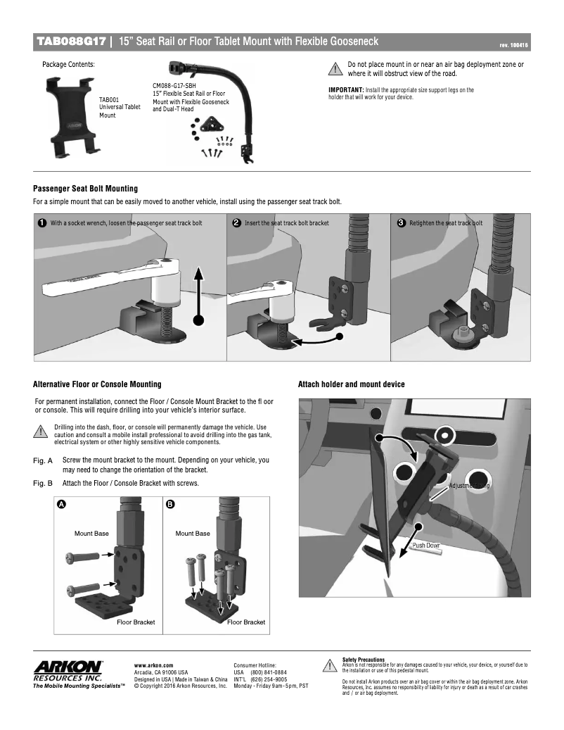 Page 1 de la notice Manuel utilisateur Arkon TAB088G17