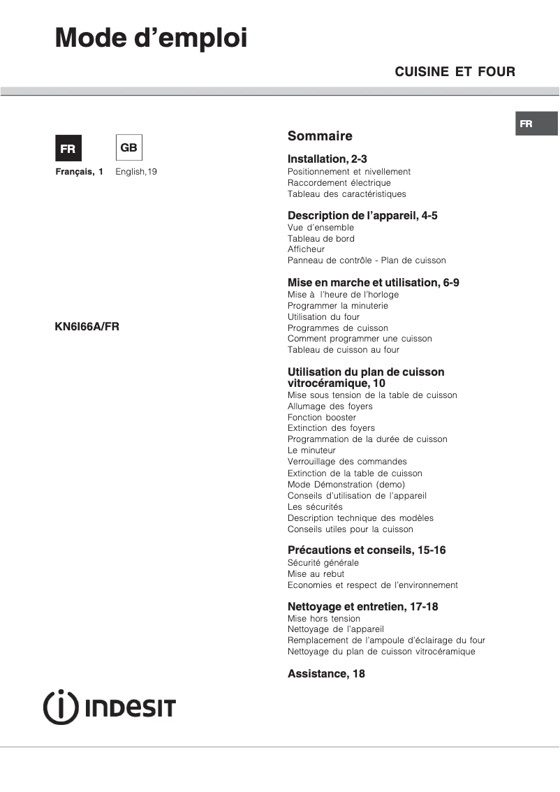 Image de la première page du manuel de l'appareil KNI6I66A/FR