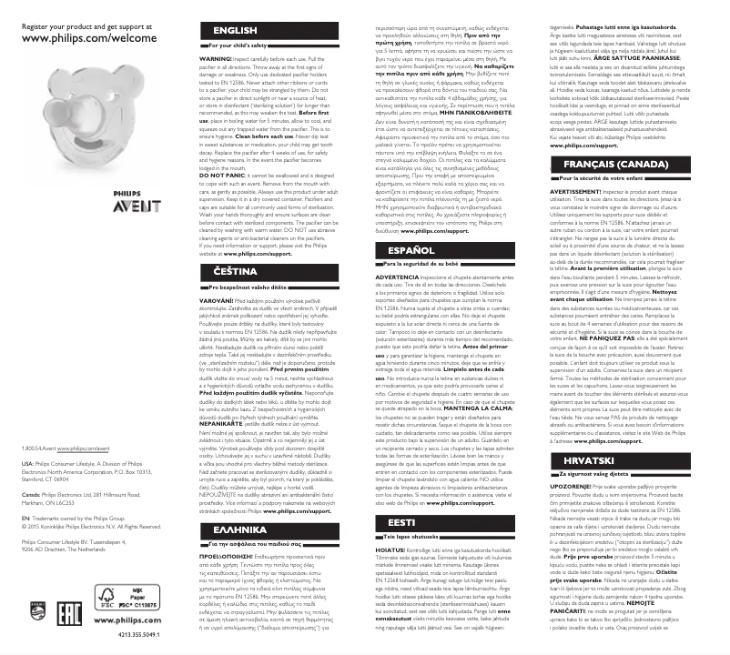 Page 1 de la notice Manuel utilisateur Philips Avent SCF194