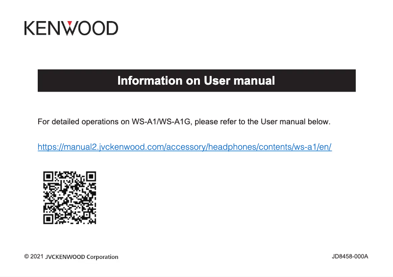 Page 1 de la notice Manuel utilisateur Kenwood WS-A1G