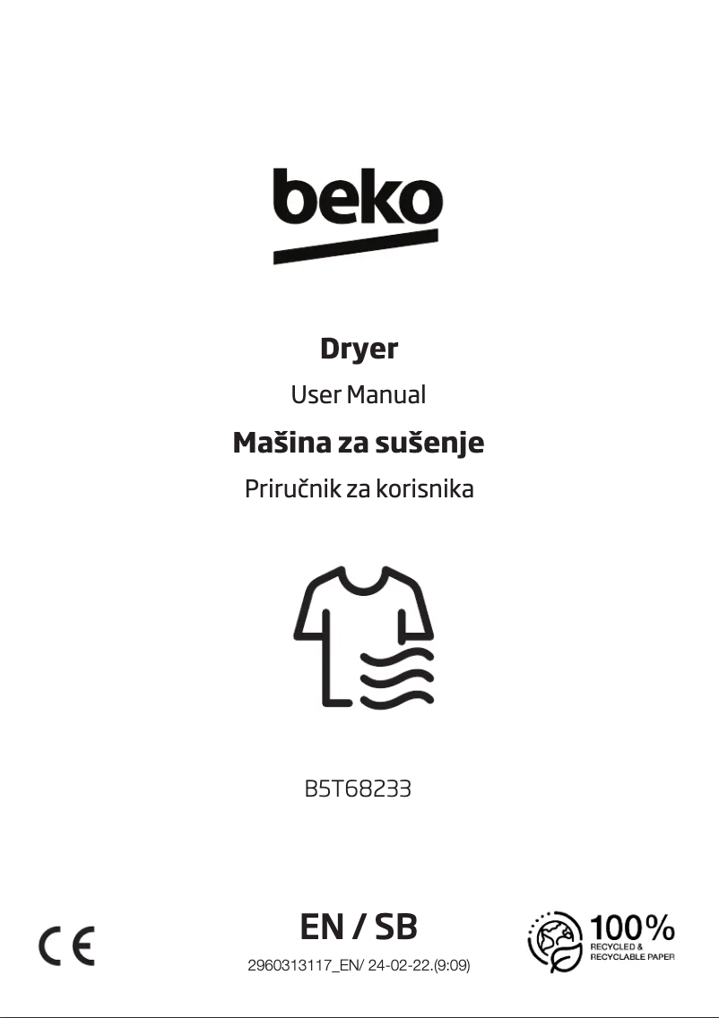 Page 1 de la notice Manuel utilisateur Beko B5T68233