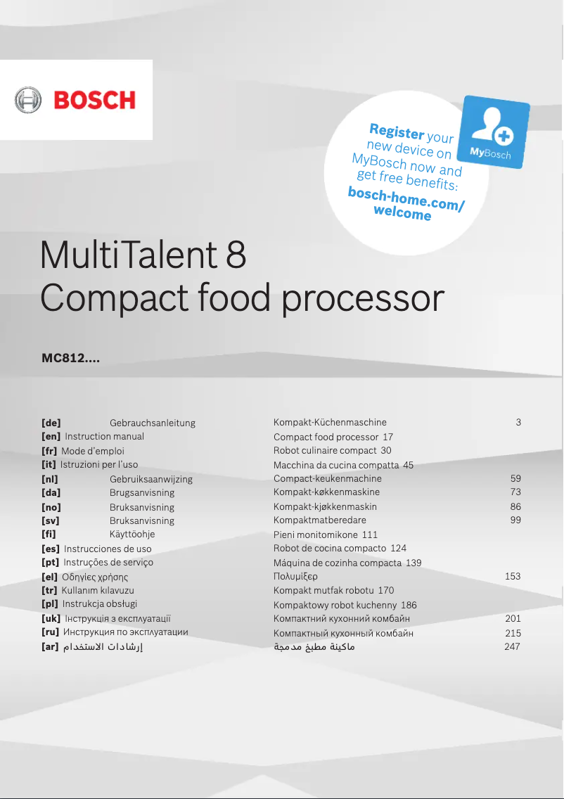 Page n°1 - Manuel utilisateur Bosch MultiTalent 8 MC812S814
