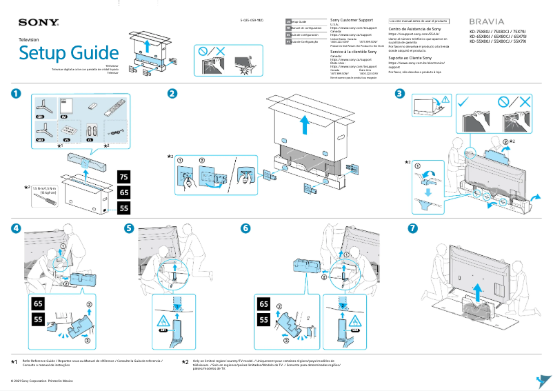 Page 1 de la notice Guide d'installation Sony KD-75X80CJ