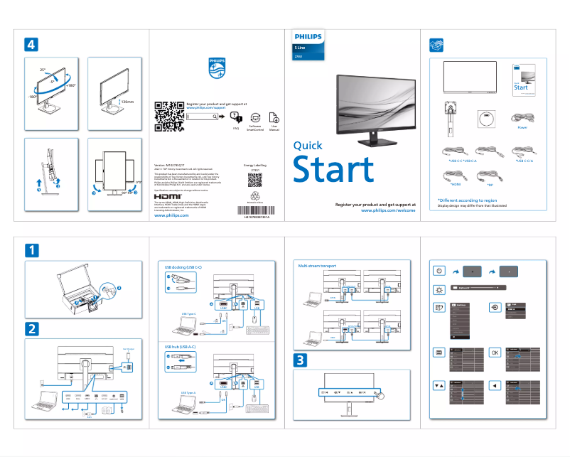 Page n°1 - Guide de démarrage rapide Philips 273S1