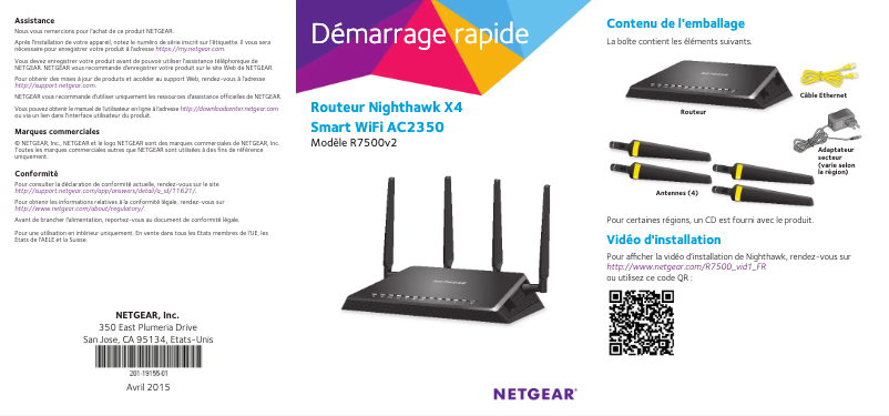 Page n°1 - Guide d'installation Netgear Nighthawk X4 R7500v2