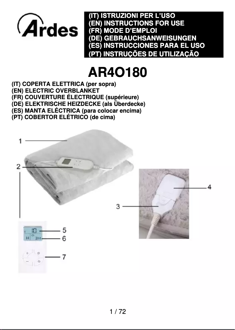 Image de la première page du manuel de l'appareil AR4O180