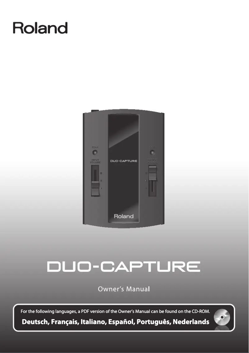 Page 1 de la notice Manuel utilisateur Roland DUO-CAPTURE mk2